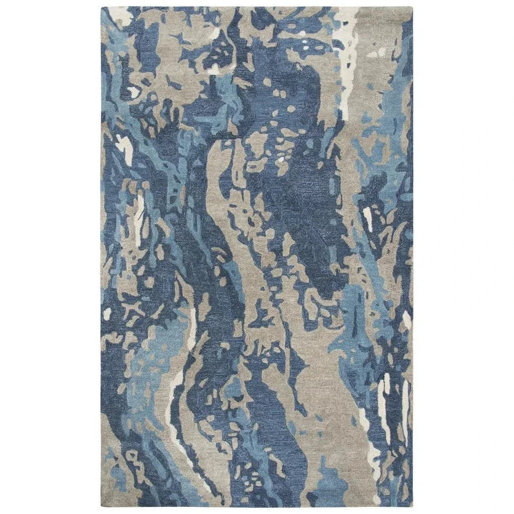 Canu Abstract Blue Large Area Rugs For Living Room - LOOMLAN - LOOMLAN - Area Rugs