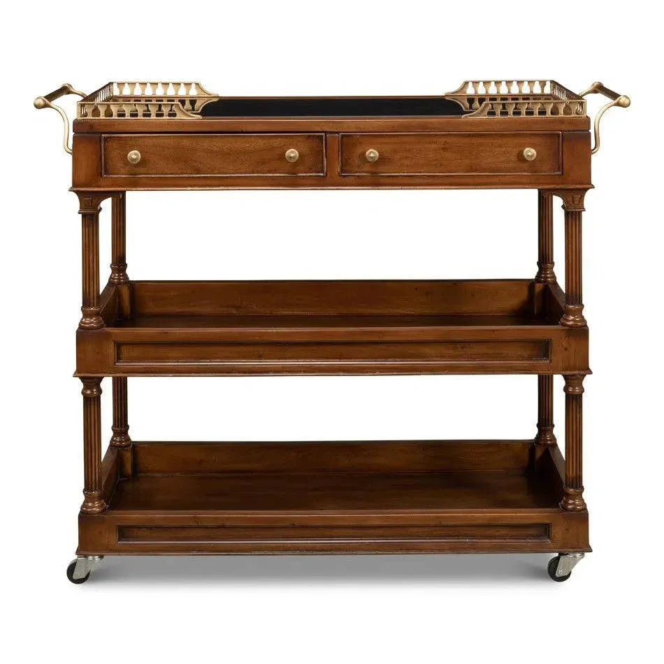 Capital Serving Cart Fruitwood Finish - LOOMLAN - Sarreid - Side Tables