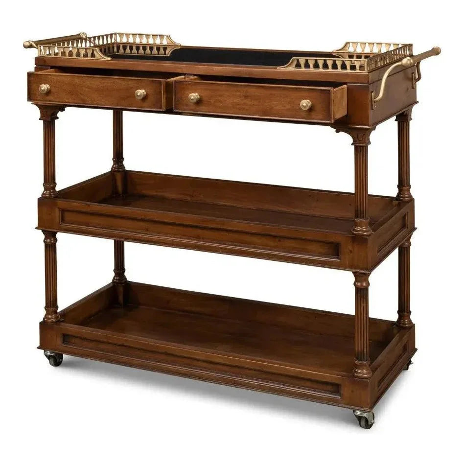 Capital Serving Cart Fruitwood Finish - LOOMLAN - Sarreid - Side Tables
