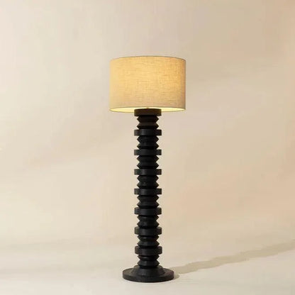 Capo Floor Lamp Black Sculpted Base & Linen Shade-Floor Lamps-SUNPAN-LOOMLAN