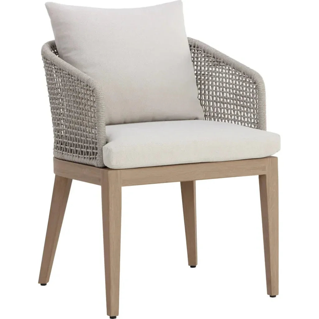 Capri Fabric Outdoor Dining Armchair-Outdoor Dining Chairs-SUNPAN-Drift Brown-Palazzo Cream-LOOMLAN