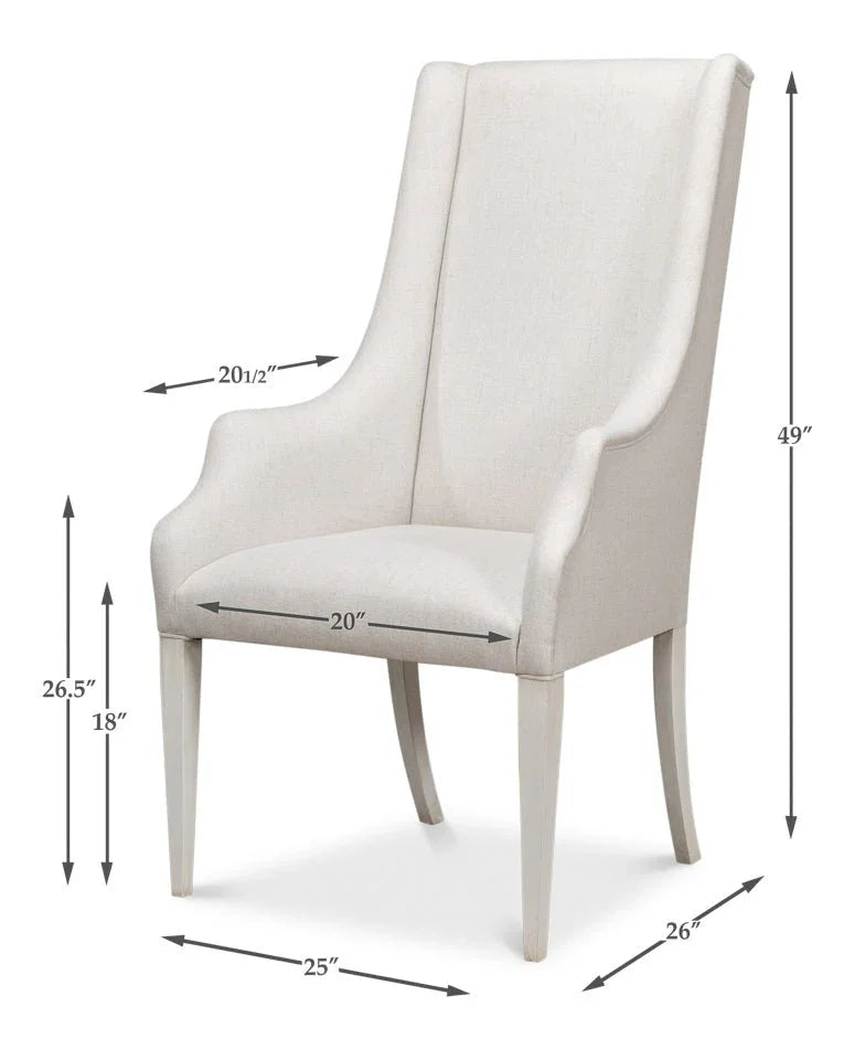 Captains Cortina White Fabric Chair - LOOMLAN - Sarreid - Club Chairs