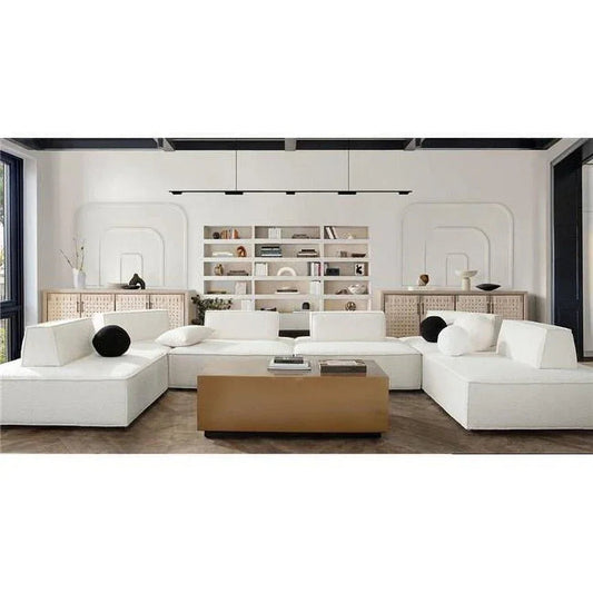 Cara Ivory Boucle Fabric Square Modular Lounger-Modular Sofas-Diamond Sofa-LOOMLAN