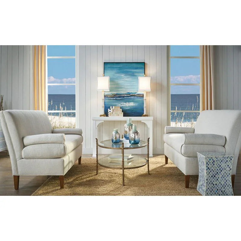 Carley Clear Glass Top Oval Cocktail Table - LOOMLAN - Wildwood - Coffee Tables