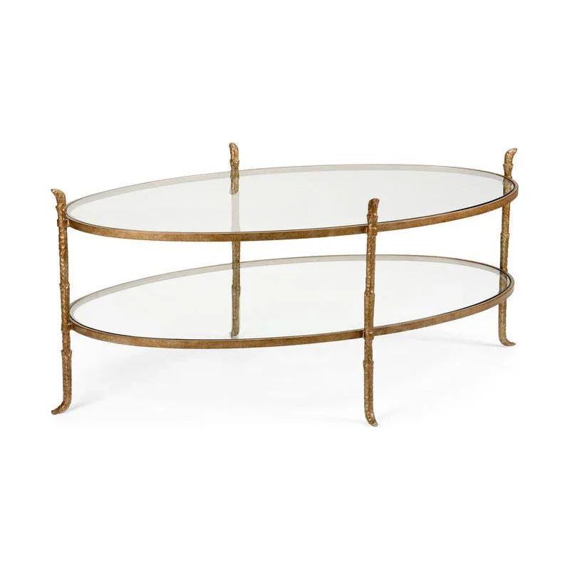 Carley Clear Glass Top Oval Cocktail Table - LOOMLAN - Wildwood - Coffee Tables