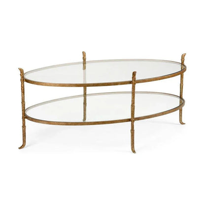 Carley Clear Glass Top Oval Cocktail Table - LOOMLAN - Wildwood - Coffee Tables