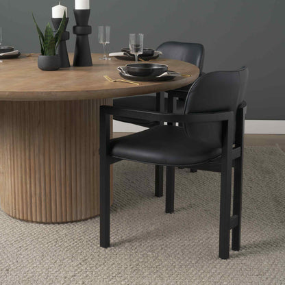 Carlisle Curved Back Leather Dining Armchair 2PC