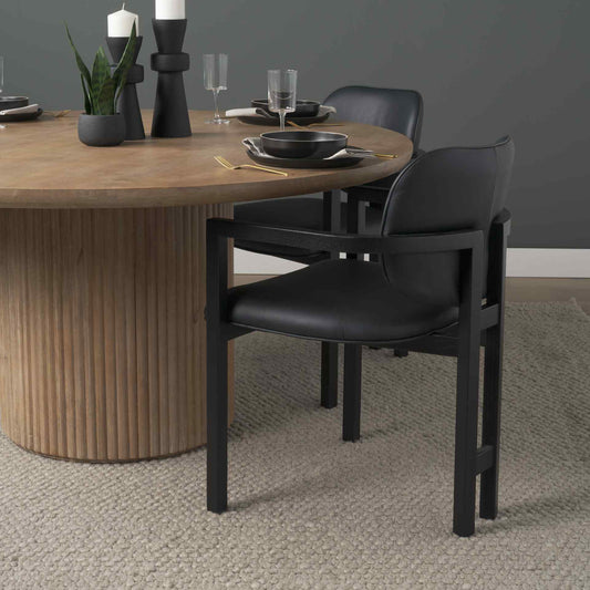 Carlisle Curved Back Leather Dining Armchair 2PC