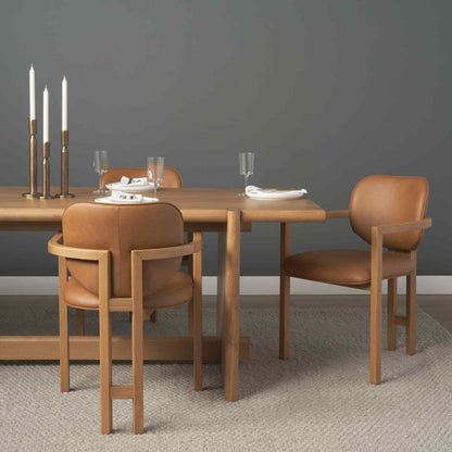 Carlisle Curved Back Leather Dining Armchair 2PC