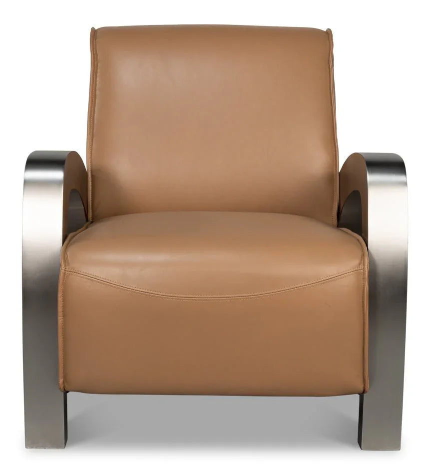 Carlisle Top Grain Leather Armchair - LOOMLAN - Sarreid - Club Chairs