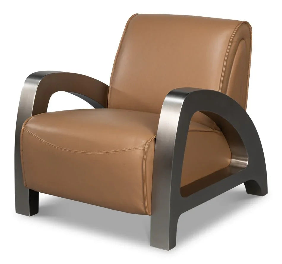 Carlisle Top Grain Leather Armchair - LOOMLAN - Sarreid - Club Chairs