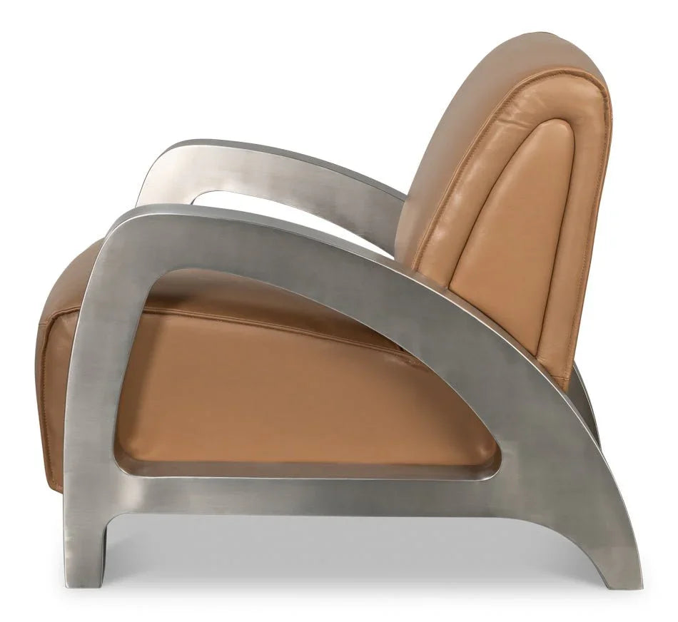 Carlisle Top Grain Leather Armchair - LOOMLAN - Sarreid - Club Chairs