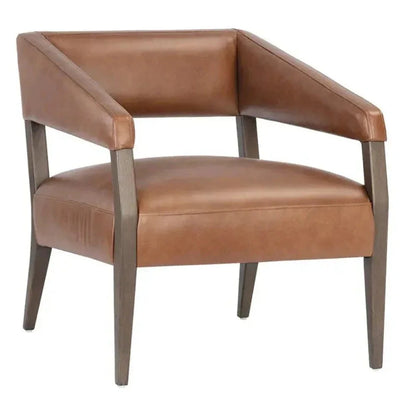 Carlyle Leather Lounge Chair-Lounge Chairs-SUNPAN-Shalimar Tobacco-LOOMLAN