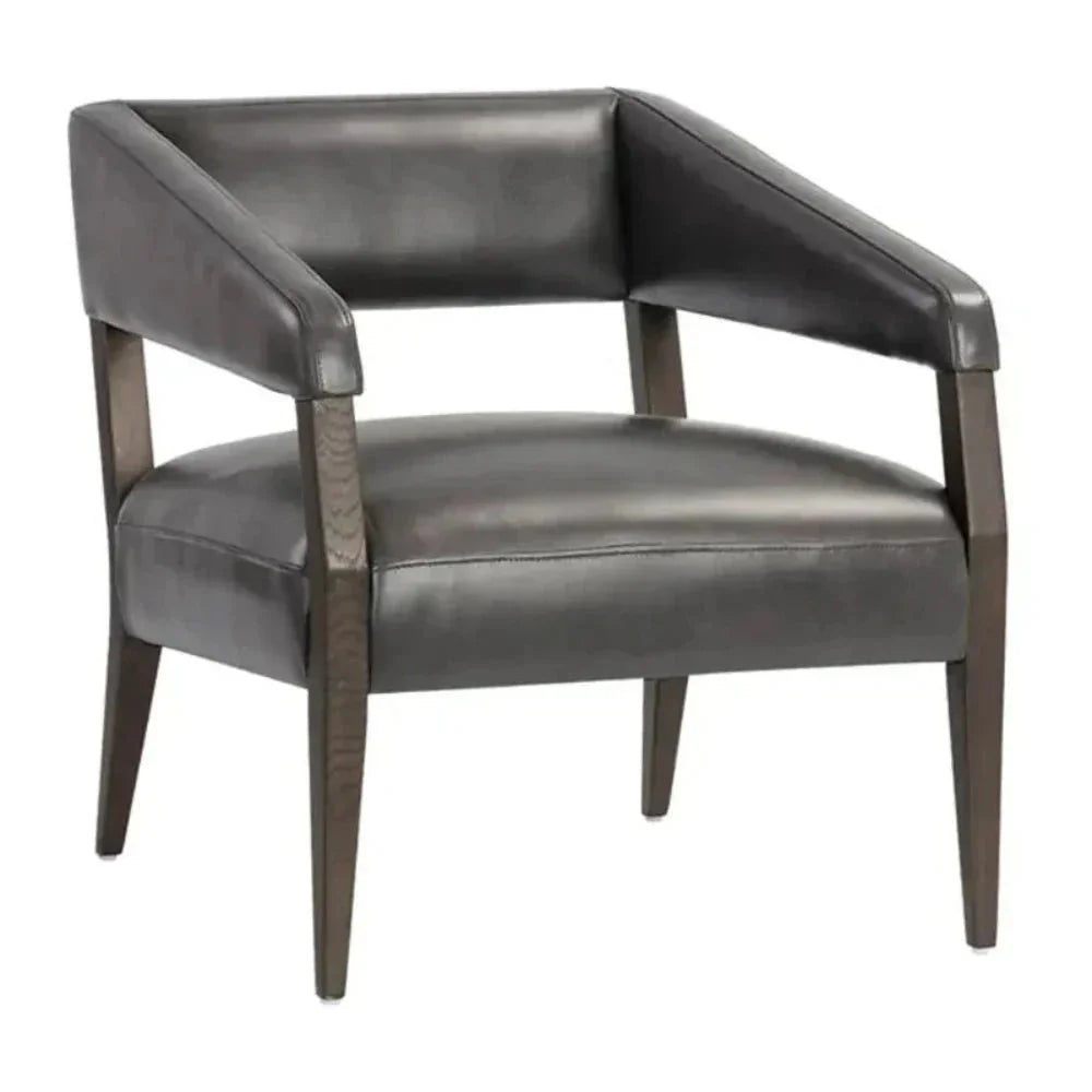 Carlyle Leather Lounge Chair-Lounge Chairs-SUNPAN-Brentwood Charcoal-LOOMLAN