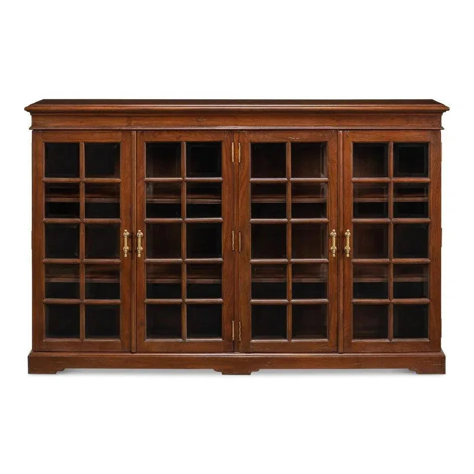 Carmel - By - The - Sea Walnut Bookcase Glass Doors - LOOMLAN - Sarreid - Sideboards