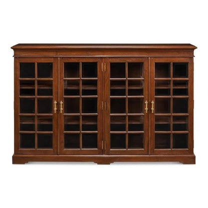 Carmel - By - The - Sea Walnut Bookcase Glass Doors - LOOMLAN - Sarreid - Sideboards