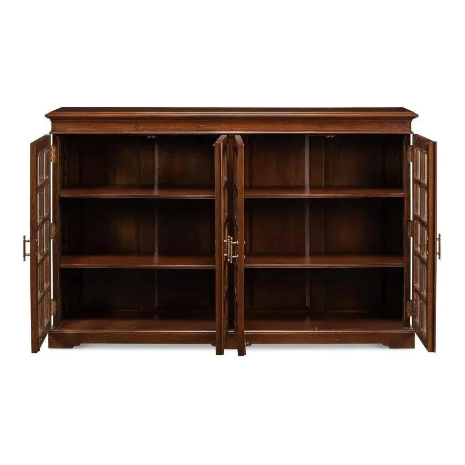 Carmel - By - The - Sea Walnut Bookcase Glass Doors - LOOMLAN - Sarreid - Sideboards