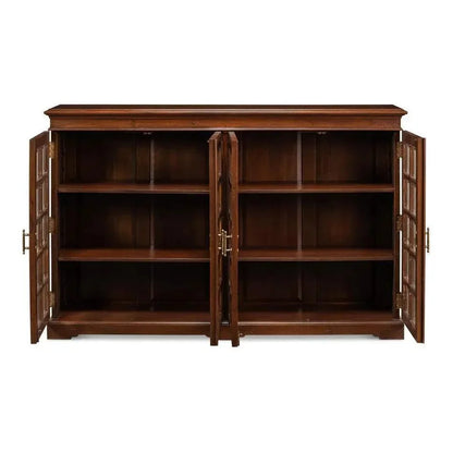 Carmel - By - The - Sea Walnut Bookcase Glass Doors - LOOMLAN - Sarreid - Sideboards
