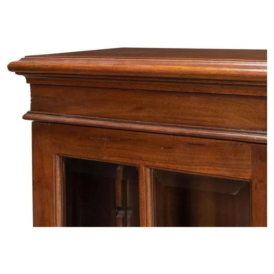 Carmel - By - The - Sea Walnut Bookcase Glass Doors - LOOMLAN - Sarreid - Sideboards