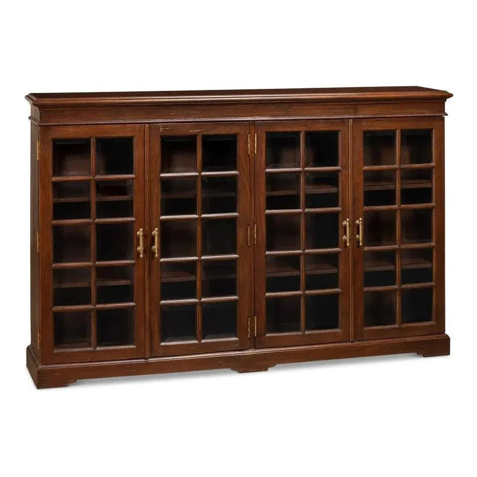 Carmel - By - The - Sea Walnut Bookcase Glass Doors - LOOMLAN - Sarreid - Sideboards