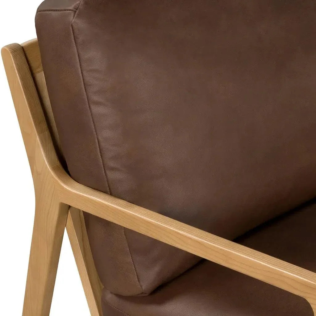 Carmelo Genuine Leather Accent Arm Chair - LOOMLAN - Urbia - Accent Chairs