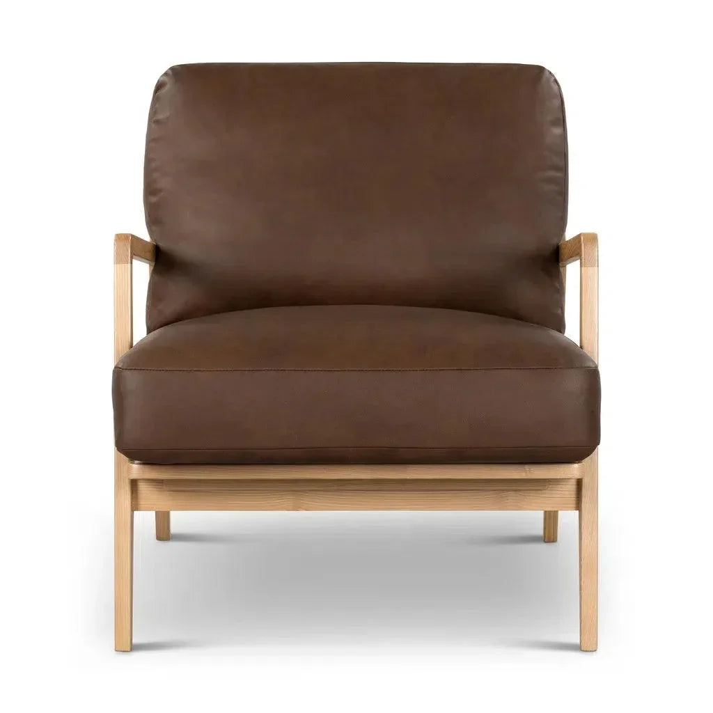 Carmelo Genuine Leather Accent Arm Chair - LOOMLAN - Urbia - Accent Chairs