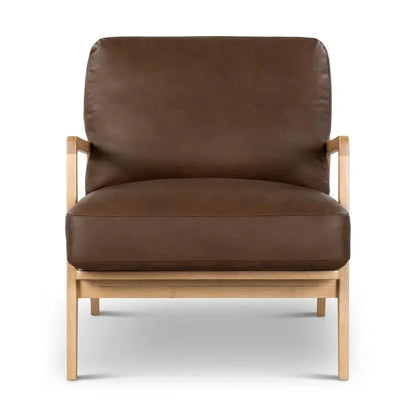Carmelo Genuine Leather Accent Arm Chair - LOOMLAN - Urbia - Accent Chairs