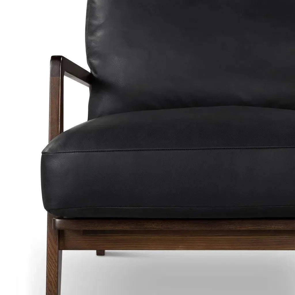 Carmelo Genuine Leather Accent Arm Chair - LOOMLAN - Urbia - Accent Chairs