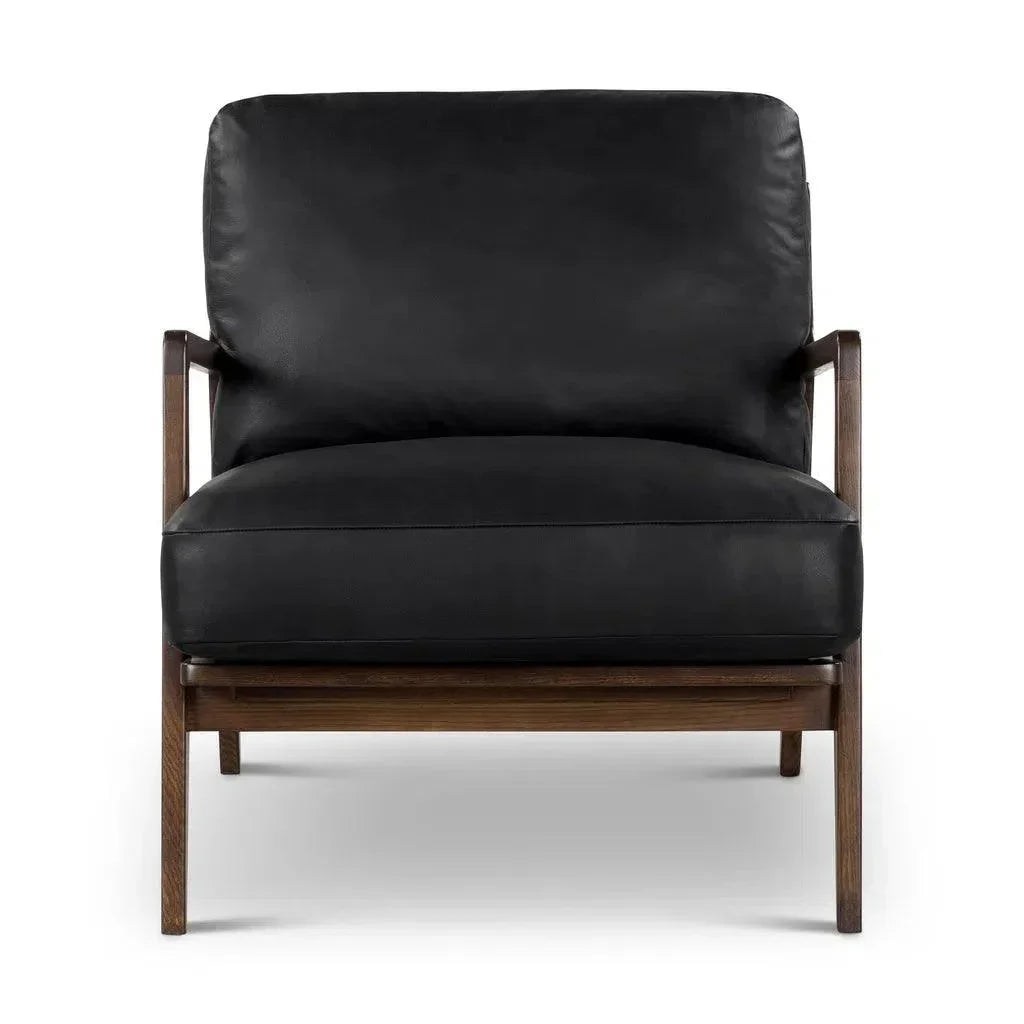 Carmelo Genuine Leather Accent Arm Chair - LOOMLAN - Urbia - Accent Chairs