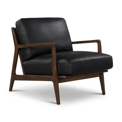 Carmelo Genuine Leather Accent Arm Chair - LOOMLAN - Urbia - Accent Chairs