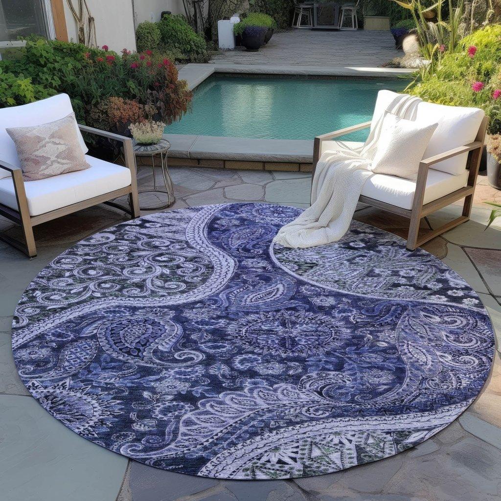 Carmina Blue Washable Indoor-Outdoor Rug-Outdoor Rugs-LOOMLAN Rugs-LOOMLAN