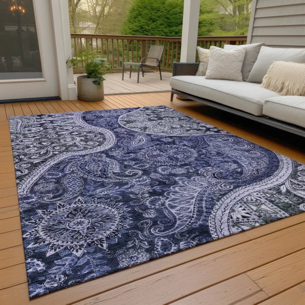Carmina Blue Washable Indoor-Outdoor Rug-Outdoor Rugs-LOOMLAN Rugs-LOOMLAN