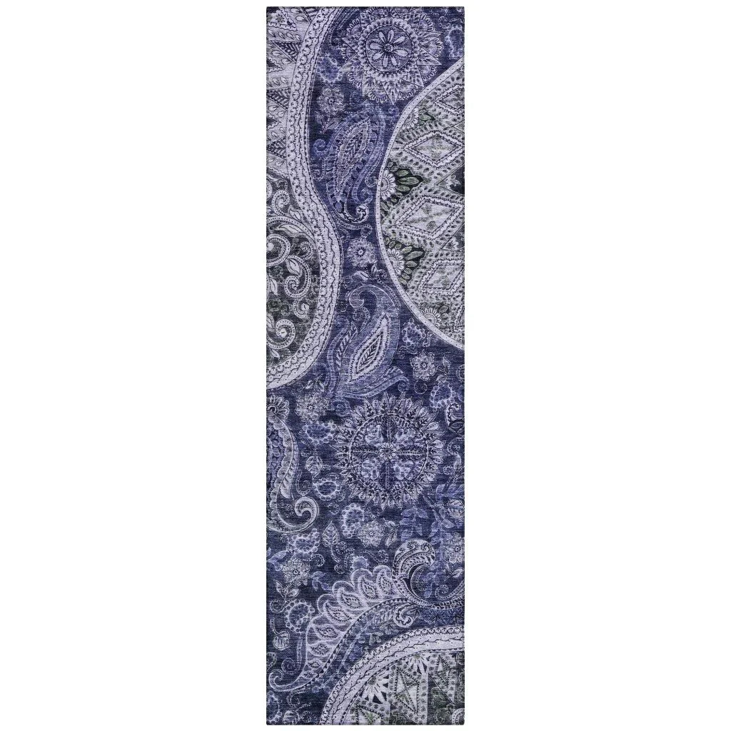 Carmina Blue Washable Indoor-Outdoor Rug-Outdoor Rugs-LOOMLAN Rugs-2'3" x 7'6"-LOOMLAN