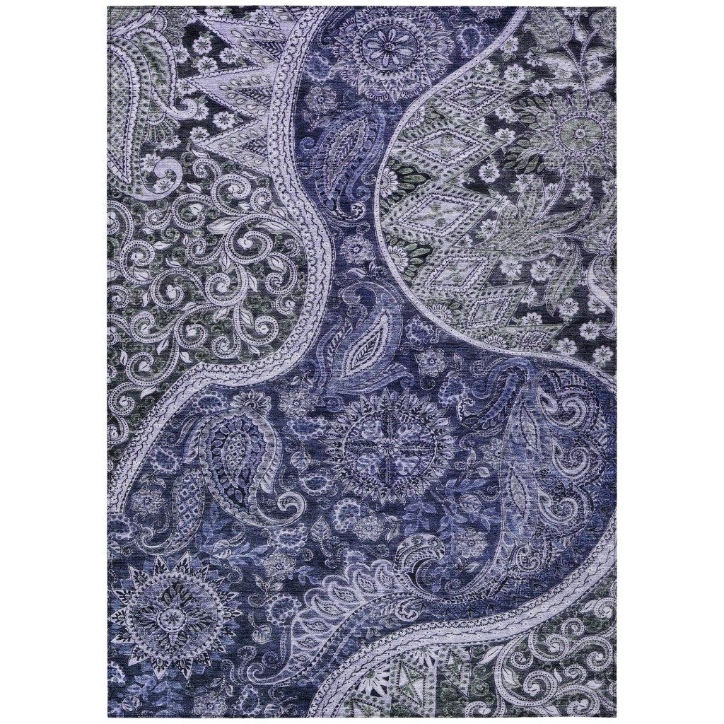 Carmina Blue Washable Indoor-Outdoor Rug-Outdoor Rugs-LOOMLAN Rugs-2'6" x 3'10"-LOOMLAN