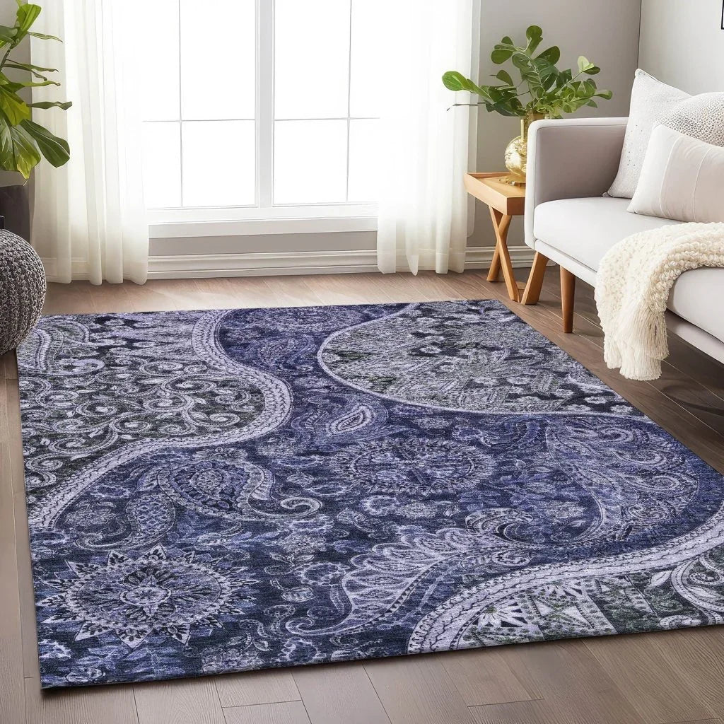 Carmina Blue Washable Indoor-Outdoor Rug-Outdoor Rugs-LOOMLAN Rugs-LOOMLAN
