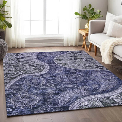 Carmina Blue Washable Indoor-Outdoor Rug-Outdoor Rugs-LOOMLAN Rugs-LOOMLAN