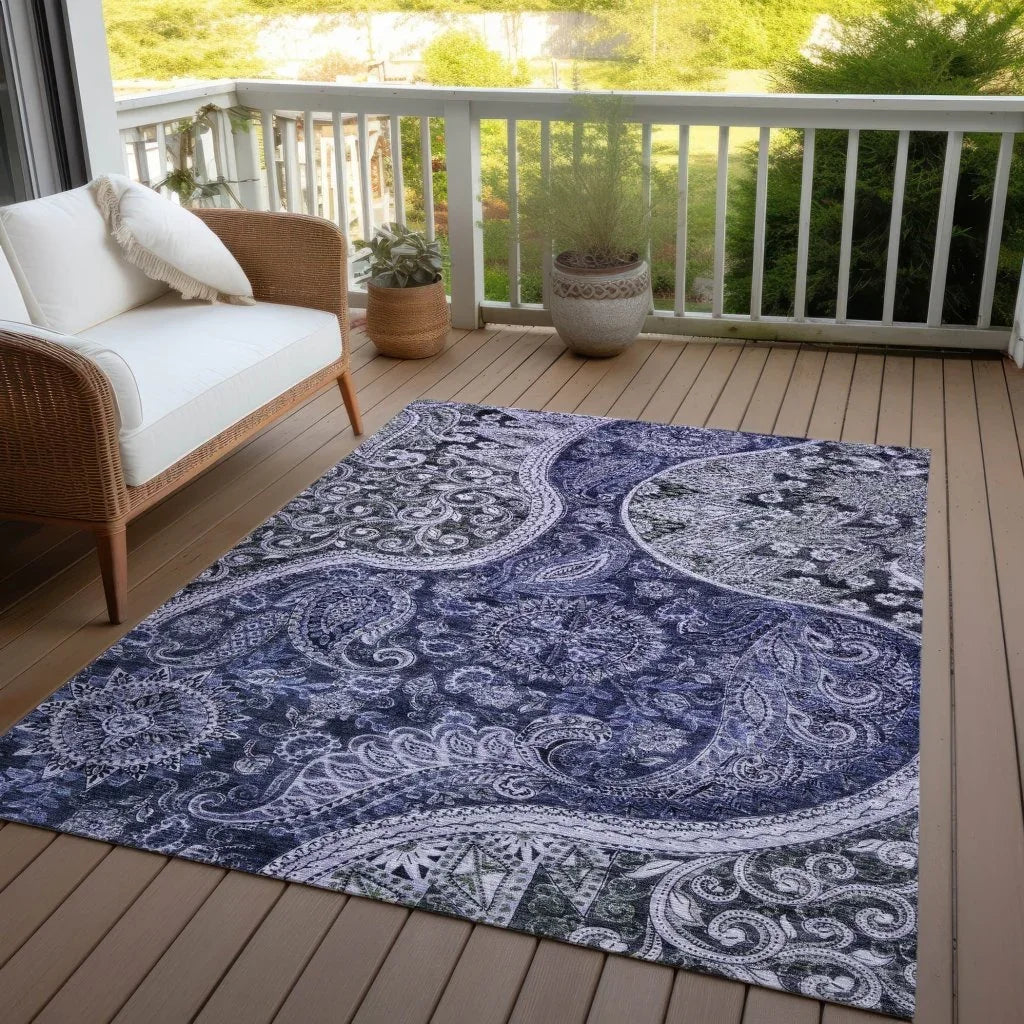 Carmina Blue Washable Indoor-Outdoor Rug-Outdoor Rugs-LOOMLAN Rugs-LOOMLAN
