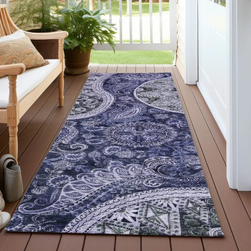 Carmina Blue Washable Indoor-Outdoor Rug-Outdoor Rugs-LOOMLAN Rugs-LOOMLAN