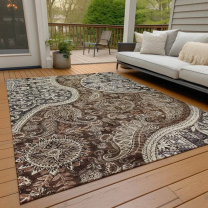 Carmina Brown Washable Indoor-Outdoor Rug-Outdoor Rugs-LOOMLAN Rugs-LOOMLAN