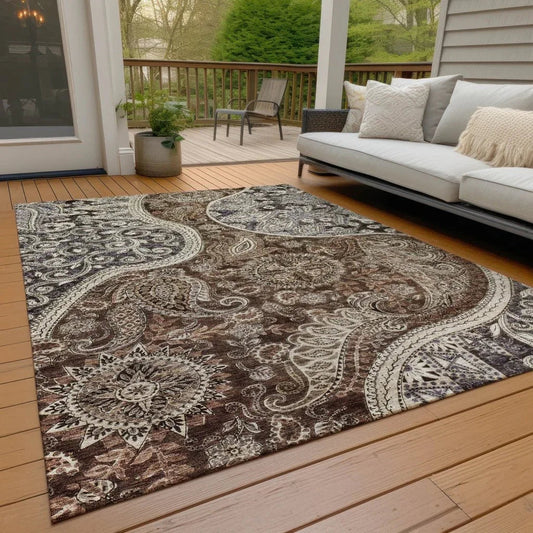 Carmina Brown Washable Indoor-Outdoor Rug-Outdoor Rugs-LOOMLAN Rugs-LOOMLAN