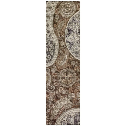 Carmina Brown Washable Indoor-Outdoor Rug-Outdoor Rugs-LOOMLAN Rugs-2'3" x 7'6"-LOOMLAN