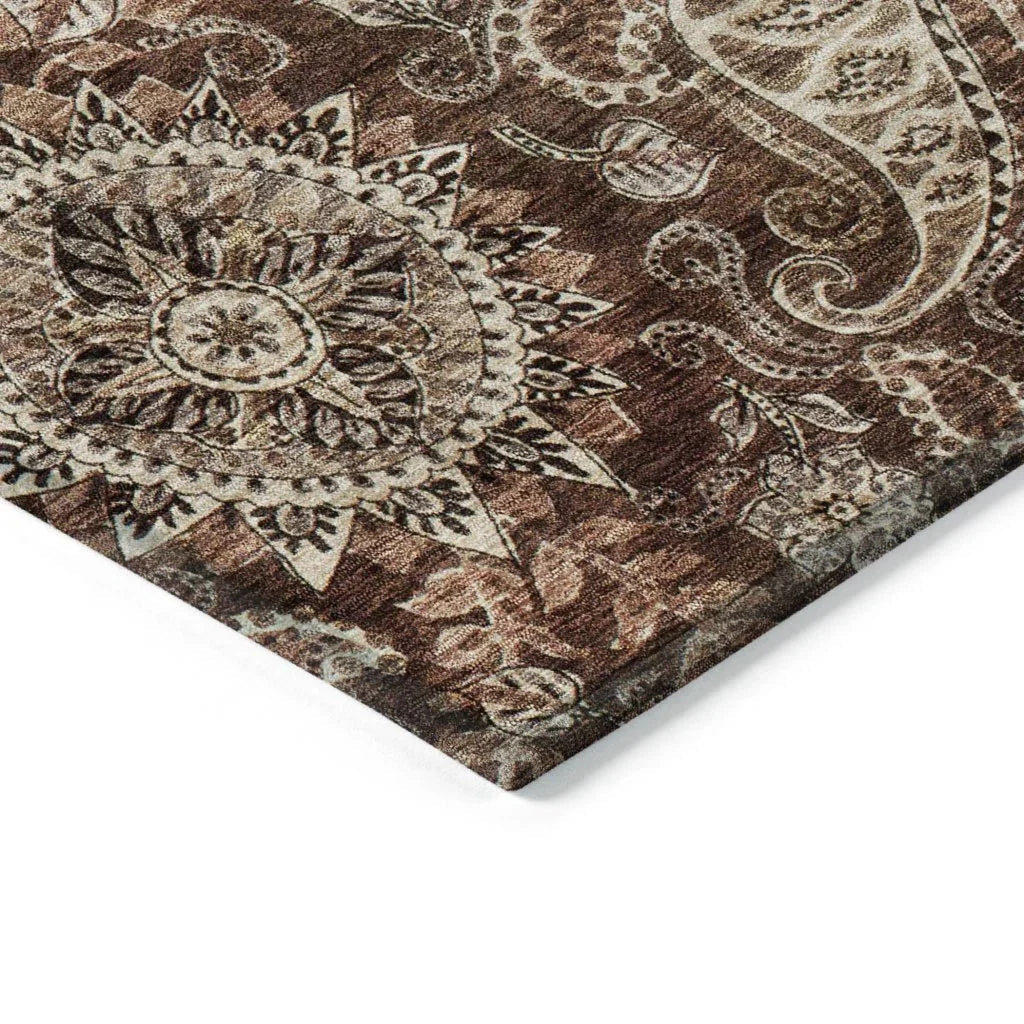 Carmina Brown Washable Indoor-Outdoor Rug-Outdoor Rugs-LOOMLAN Rugs-LOOMLAN