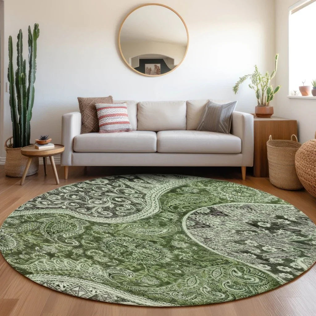 Carmina Green Washable Indoor-Outdoor Rug-Outdoor Rugs-LOOMLAN Rugs-LOOMLAN