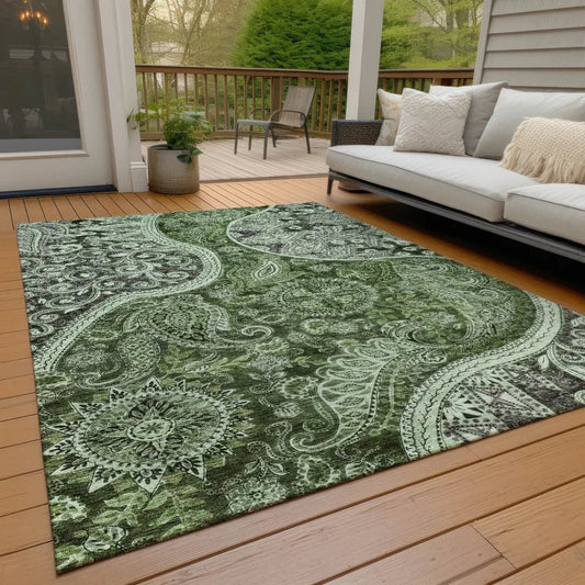 Carmina Green Washable Indoor-Outdoor Rug-Outdoor Rugs-LOOMLAN Rugs-LOOMLAN