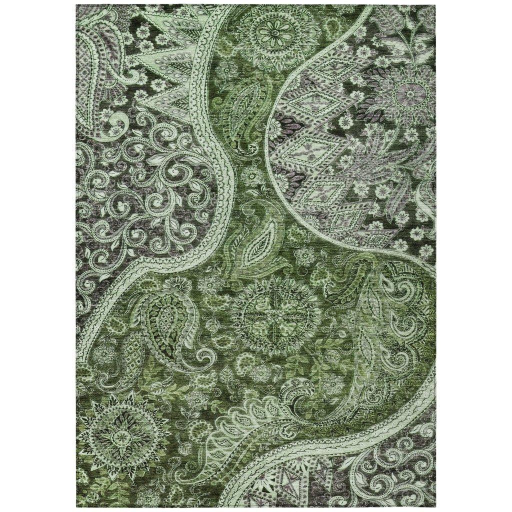 Carmina Green Washable Indoor-Outdoor Rug-Outdoor Rugs-LOOMLAN Rugs-2'6" x 3'10"-LOOMLAN