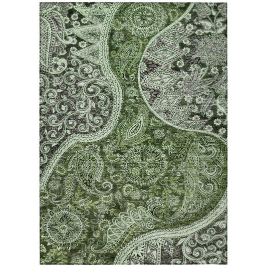 Carmina Green Washable Indoor-Outdoor Rug-Outdoor Rugs-LOOMLAN Rugs-2'6" x 3'10"-LOOMLAN