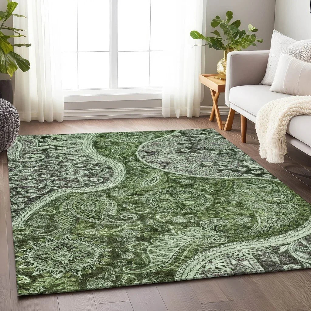 Carmina Green Washable Indoor-Outdoor Rug-Outdoor Rugs-LOOMLAN Rugs-LOOMLAN