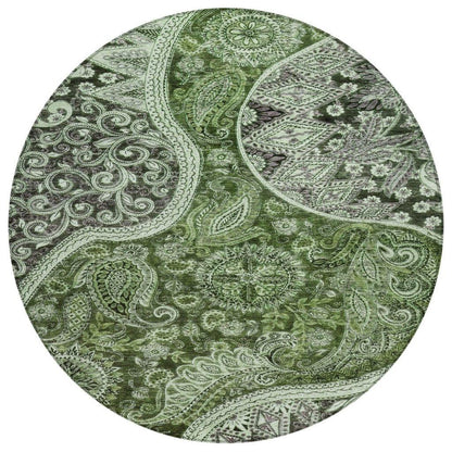 Carmina Green Washable Indoor-Outdoor Rug-Outdoor Rugs-LOOMLAN Rugs-8' x 8'-LOOMLAN