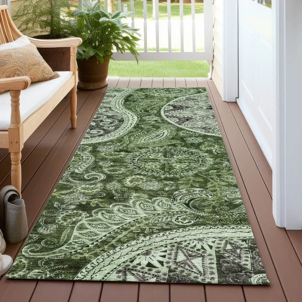 Carmina Green Washable Indoor-Outdoor Rug-Outdoor Rugs-LOOMLAN Rugs-LOOMLAN