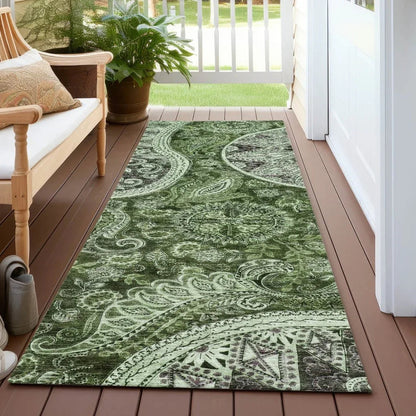 Carmina Green Washable Indoor-Outdoor Rug-Outdoor Rugs-LOOMLAN Rugs-LOOMLAN